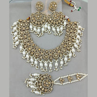 Rani Sati Jewels Gold Plated Crystal and Pearl Necklace Set