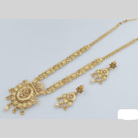 Rani Sati Jewels Gold Plated Pota Stone And Pearl Long Necklace Set