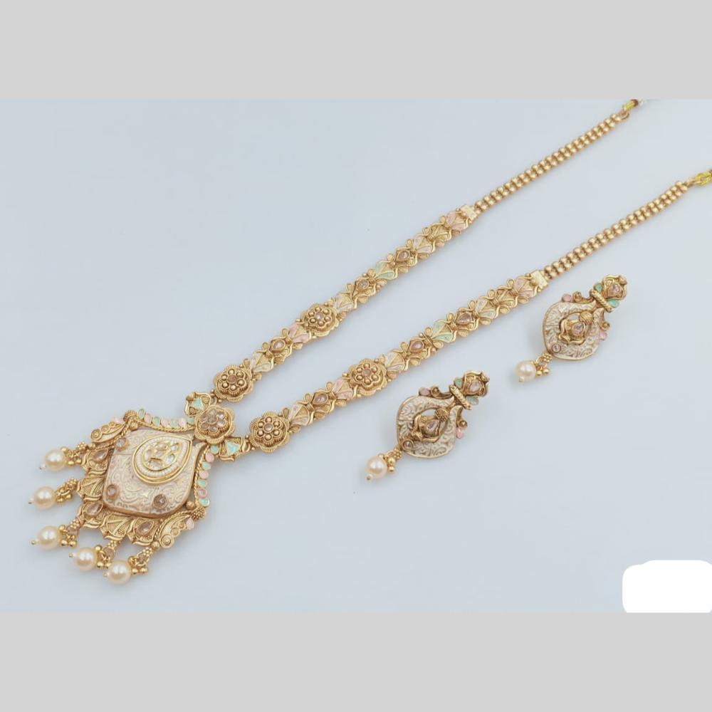 Rani Sati Jewels Gold Plated Kundan Stone And Meenakari Long Necklace Set