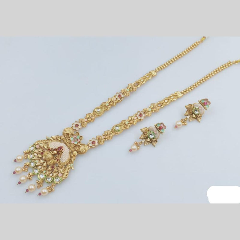 Rani Sati Jewels Gold Plated Kundan Stone And Meenakari Long Necklace Set