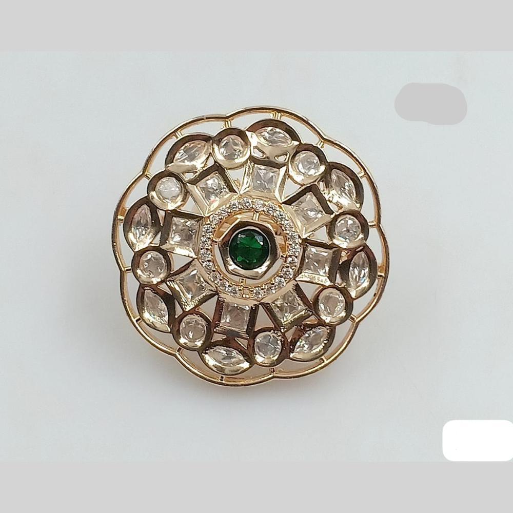 Rani Sati Jewels Gold Plated Polki Kundan Stone Ring