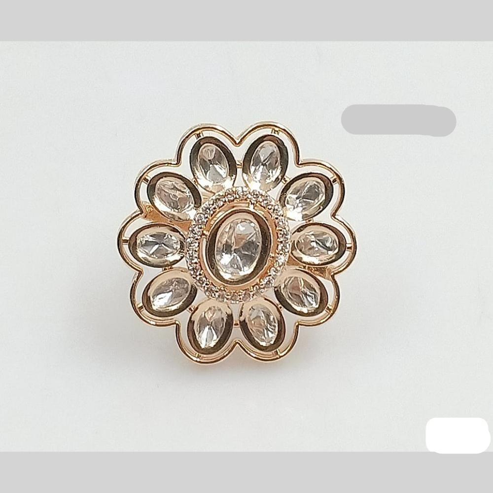 Rani Sati Jewels Gold Plated Polki Kundan Stone Ring