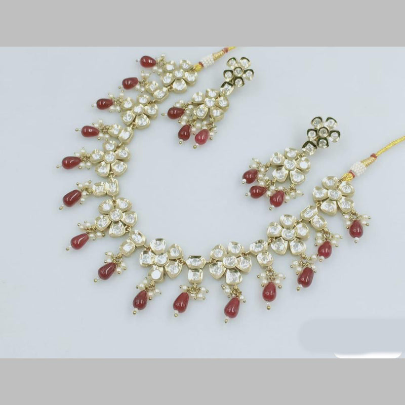 Rani Sati Jewels Gold Plated Polki Kundan Stone Necklace Set