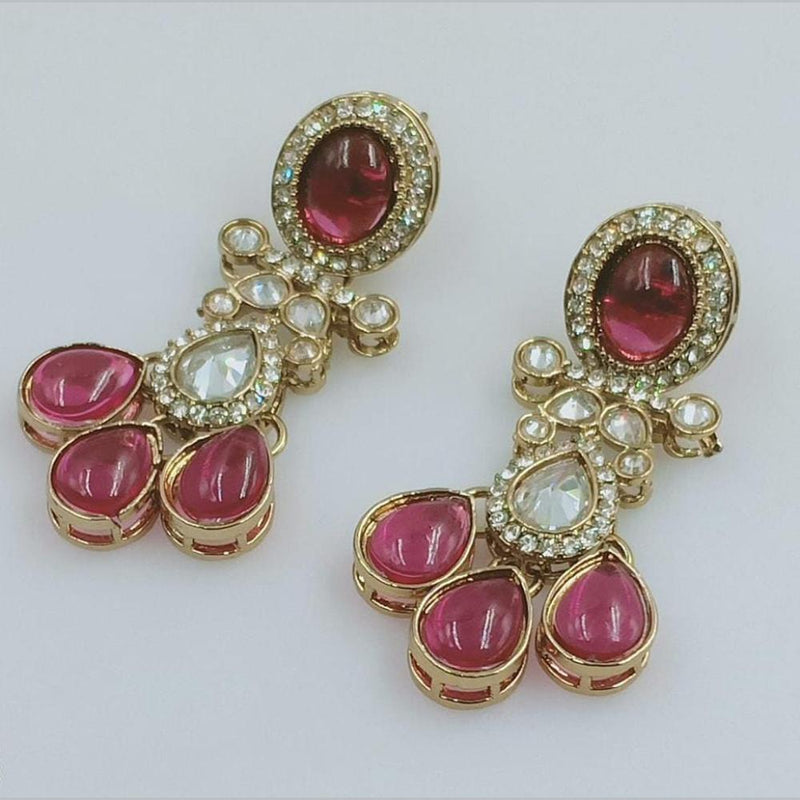 Rani Sati Jewels Gold Plated Crystal Stone Dangler Earrings