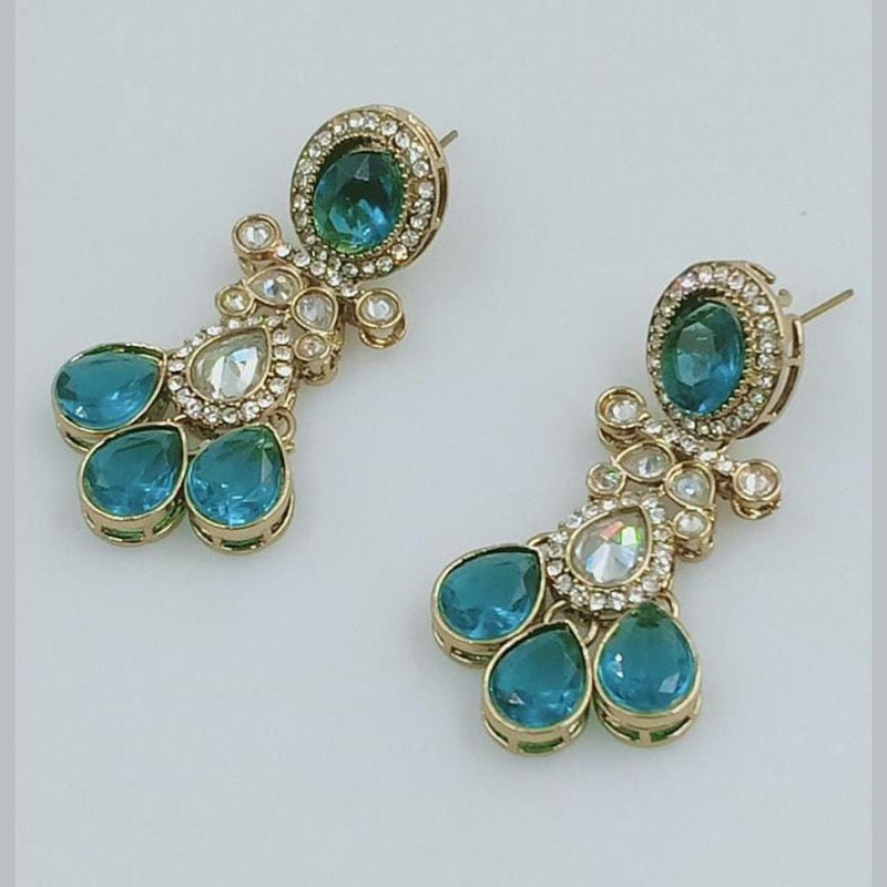 Rani Sati Jewels Gold Plated Crystal Stone Dangler Earrings