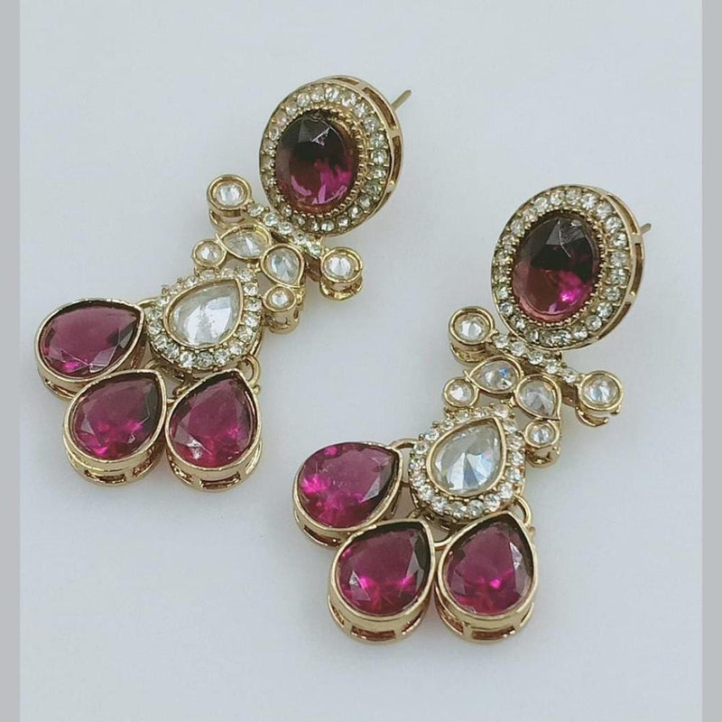 Rani Sati Jewels Gold Plated Crystal Stone Dangler Earrings