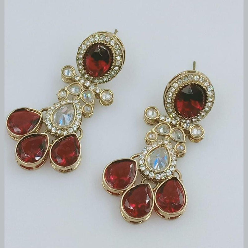 Rani Sati Jewels Gold Plated Crystal Stone Dangler Earrings