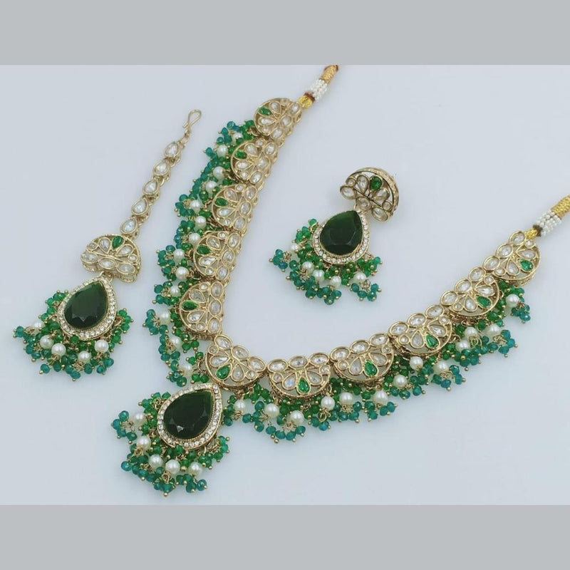 Rani Sati Jewels Gold Plated Crystal Stone And Pearls Necklace Set