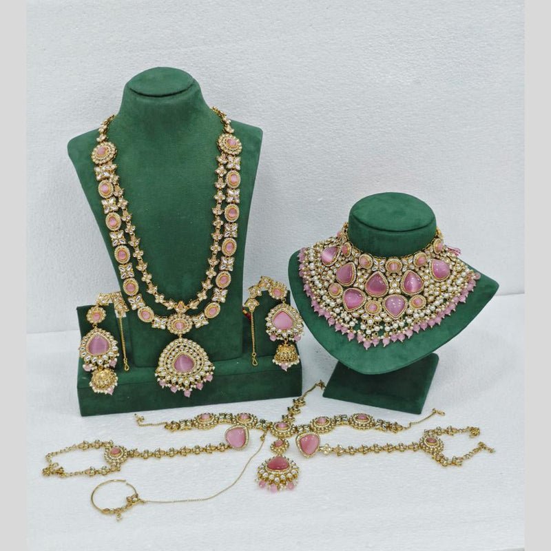 Rani Sati Jewels Gold Plated Polki Kundan Stone Bridal Set