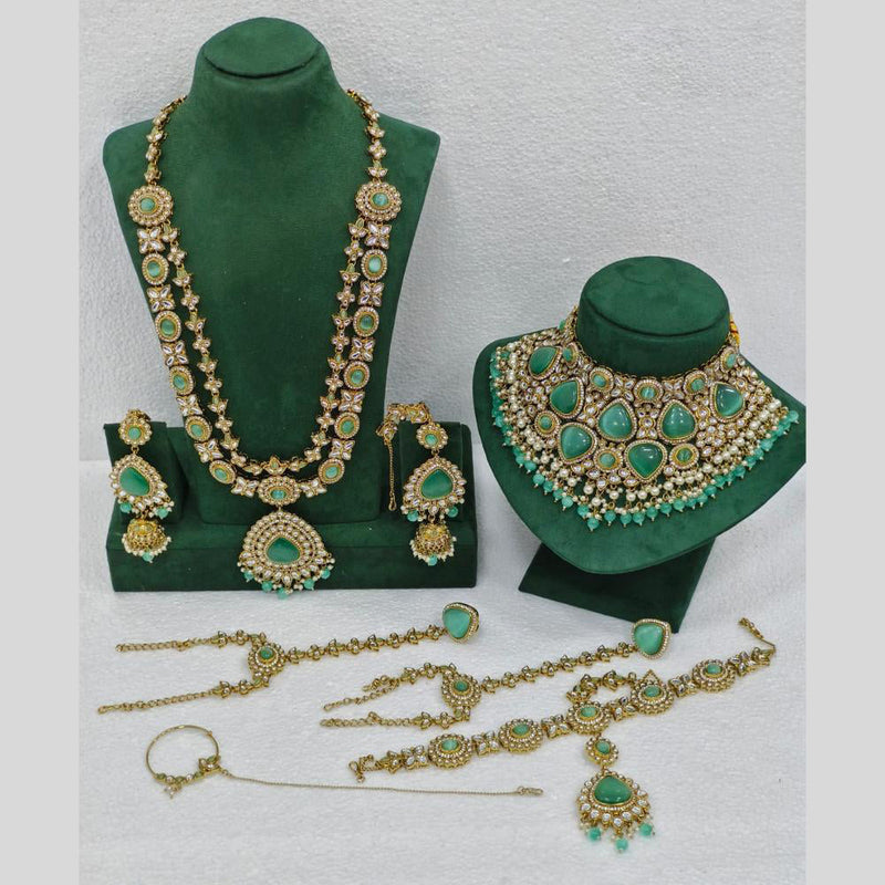 Rani Sati Jewels Gold Plated Polki Kundan Stone Bridal Set