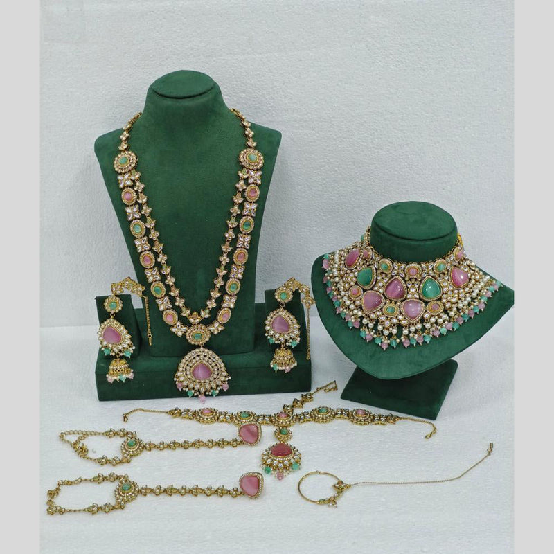 Rani Sati Jewels Gold Plated Polki Kundan Stone Bridal Set