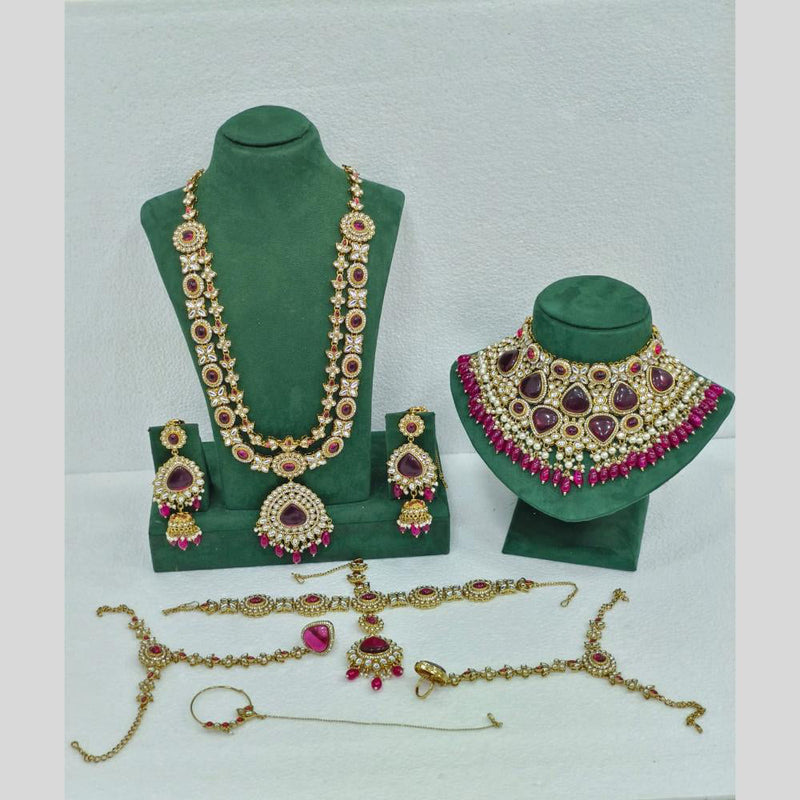 Rani Sati Jewels Gold Plated Polki Kundan Stone Bridal Set