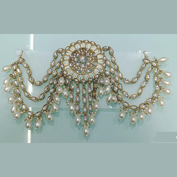 Rani Sati Jewels Gold Plated Kundan And Pearls Hair Accessories