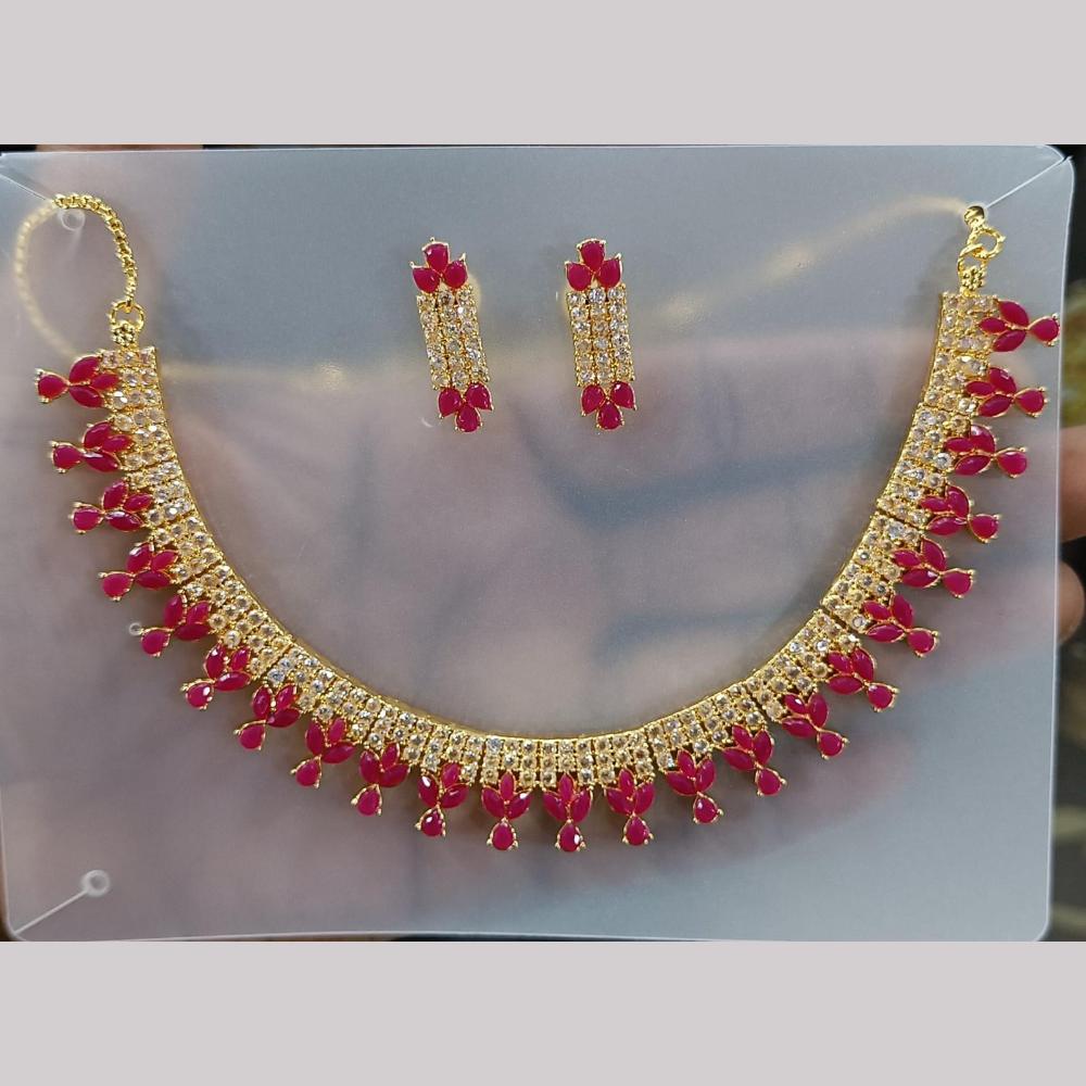 Rani Sati Jewels Gold Plated Austrian Stone Necklace Set