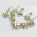 Rani Sati Jewels Gold Plated Pota Stone And Pearl Necklace Set