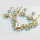 Rani Sati Jewels Gold Plated Pota Stone And Pearl Necklace Set
