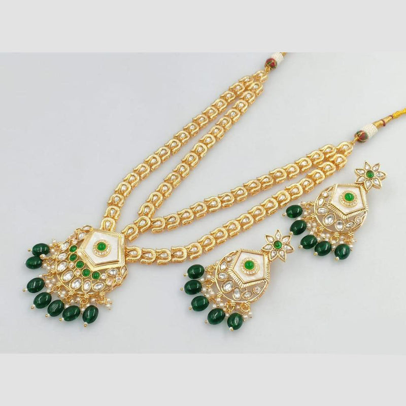 Rani Sati Jewels Gold Plated Kundan Stone And Pearl Long Necklace Set