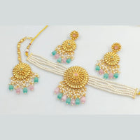 Rani Sati Jewels Gold Plated Beads And Pearl Choker Necklace Set