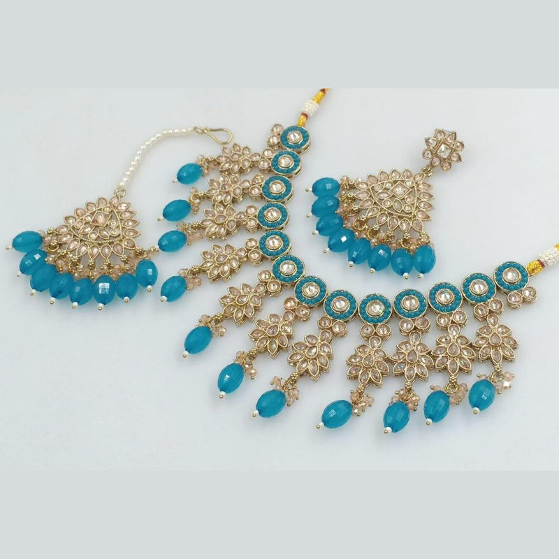 Rani Sati Jewels Gold Plated Crystal Stone And Beads Necklace Set