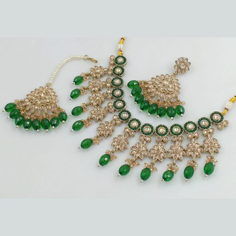 Rani Sati Jewels Gold Plated Crystal Stone And Beads Necklace Set