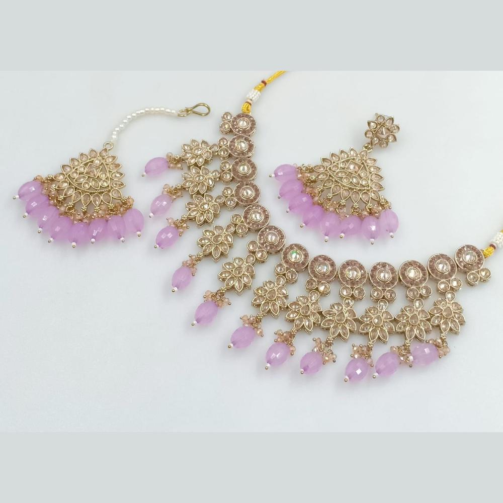 Rani Sati Jewels Gold Plated Crystal Stone And Beads Necklace Set