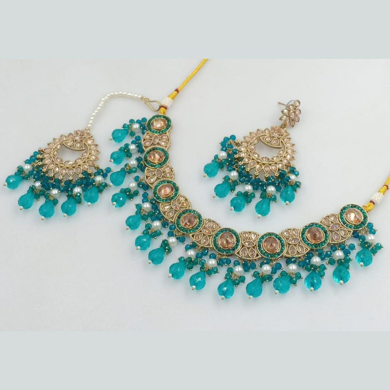 Rani Sati Jewels Gold Plated Crystal Stone And Beads Necklace Set