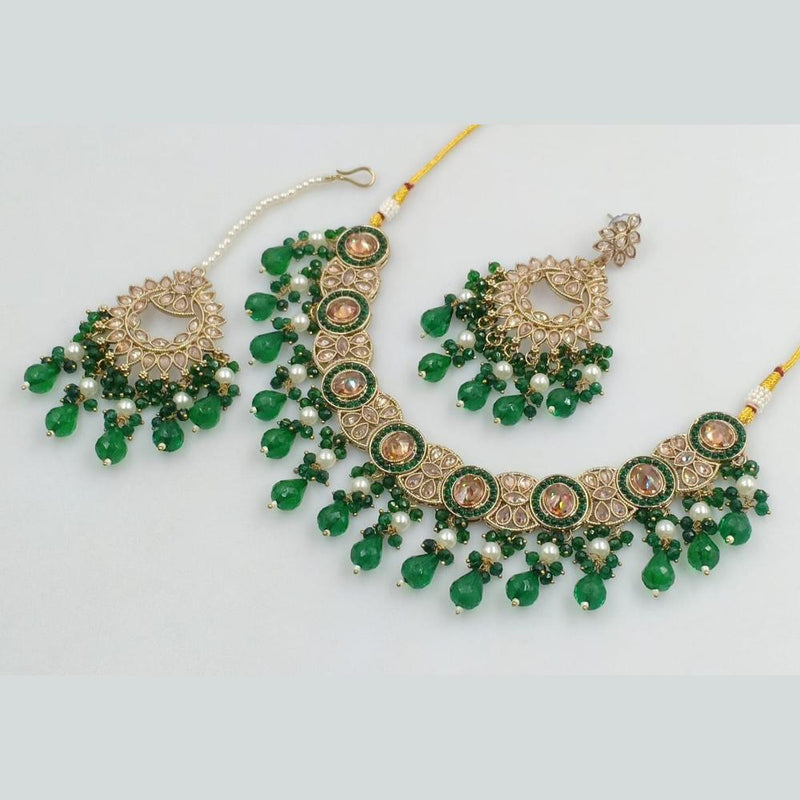 Rani Sati Jewels Gold Plated Crystal Stone And Beads Necklace Set