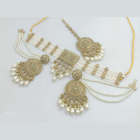 Rani Sati Jewels Gold Plated Kundan Stone And Beads Choker Necklace Set