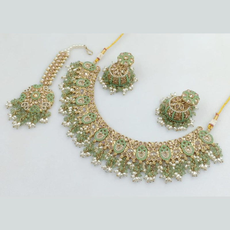 Rani Sati Jewels Gold Plated Kundan Stone And Pearls Necklace Set