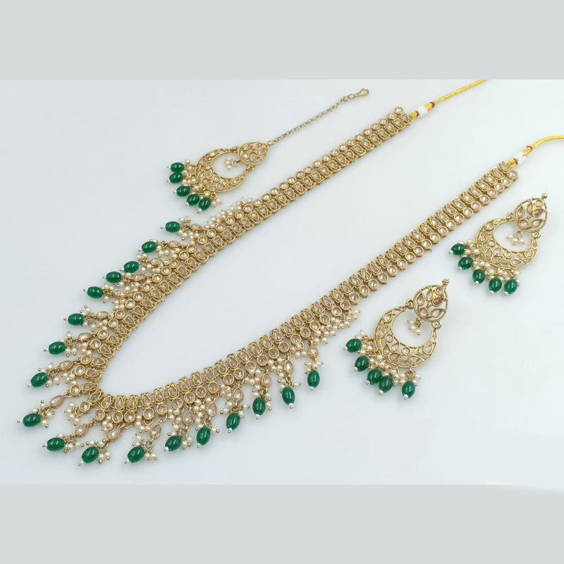 Rani Sati Jewels Gold Plated Kundan Stone And Pearls Long Necklace Set