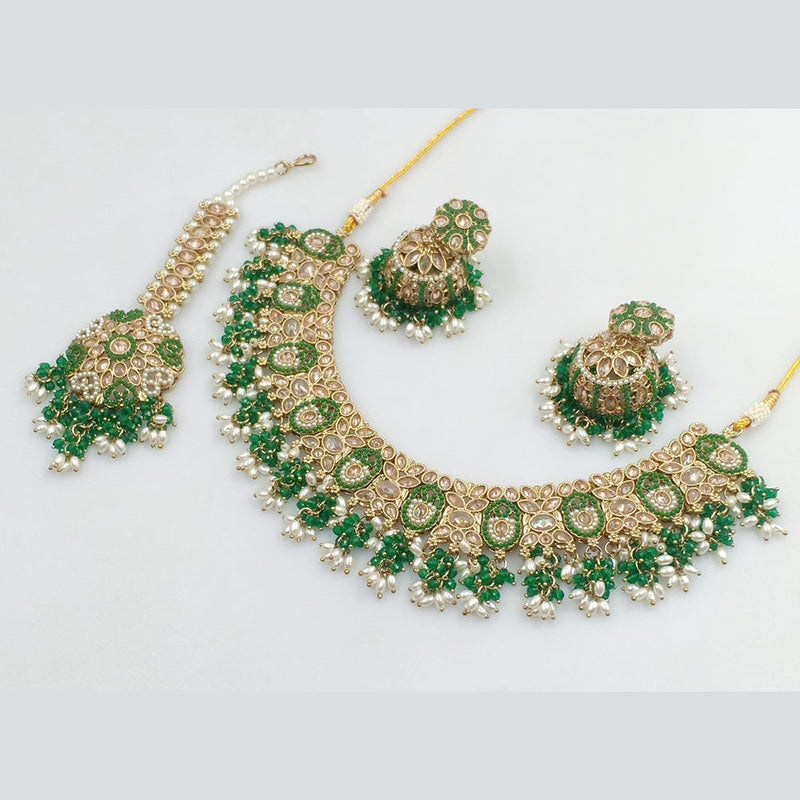 Rani Sati Jewels Gold Plated Crystal Stone And Pearls Necklace Set