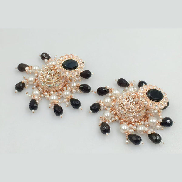 Rani Sati Jewels Rose Gold Plated Crystal Stone And Beads Jhumki