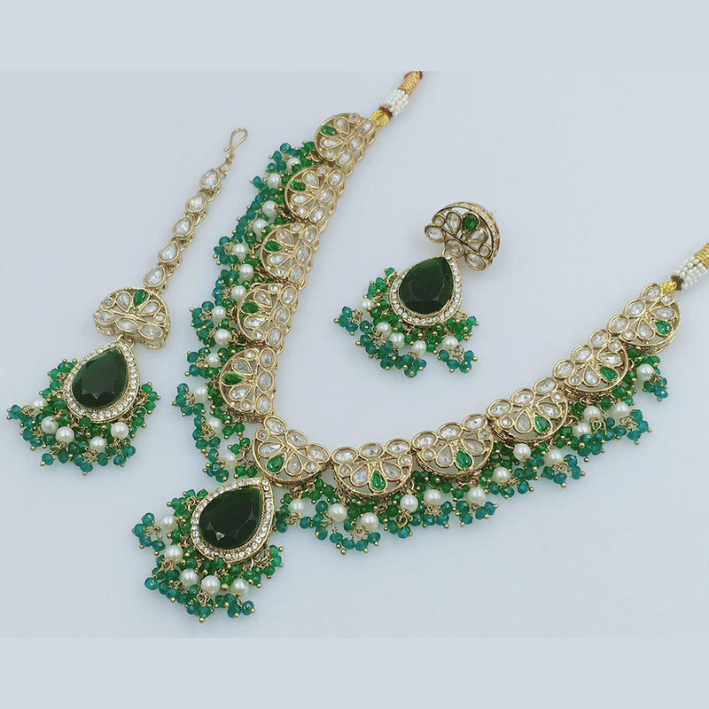 Rani Sati Jewels Gold Plated Crystal Stone And Pearls Necklace Set