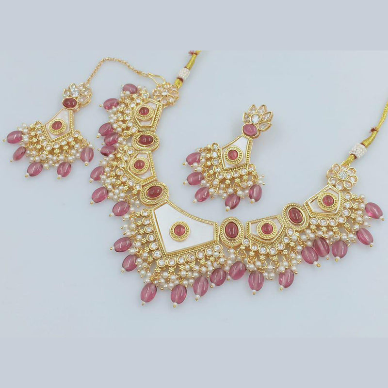 Rani Sati Jewels Gold Plated Pearls And Beads Necklace Set