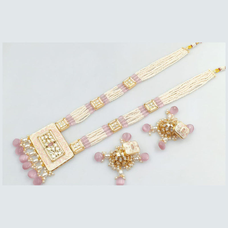 Rani Sati Jewels Gold Plated Kundan Stone And Pearls Long Necklace Set