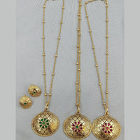 Rani Sati Jewels Gold Plated Pota Stone Chain Pendant Set