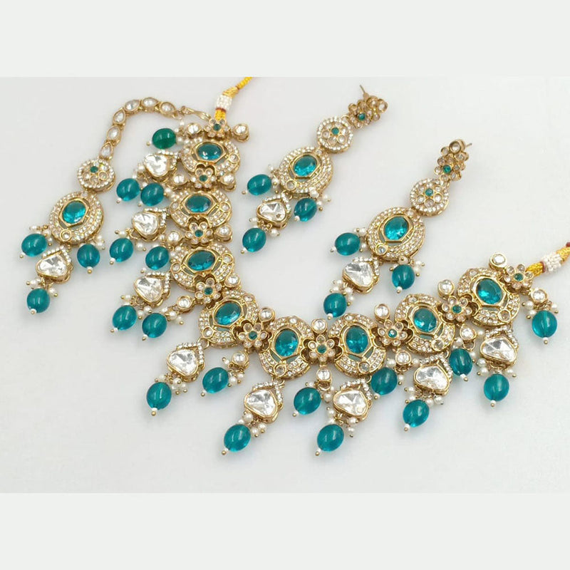 Rani Sati Jewels Gold Plated Crystal Stone And Beads Necklace Set