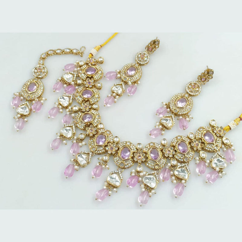 Rani Sati Jewels Gold Plated Crystal Stone And Beads Necklace Set