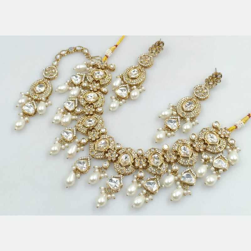 Rani Sati Jewels Gold Plated Crystal Stone And Beads Necklace Set