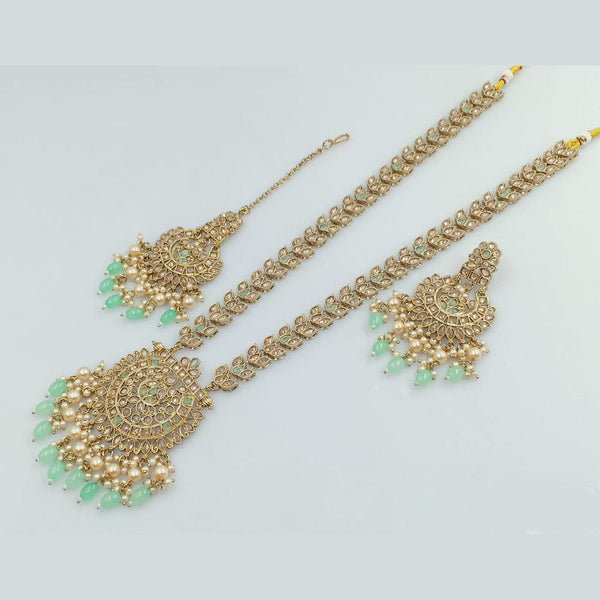 Rani Sati Jewels Gold Plated Crystal Stone And Beads Long Necklace Set