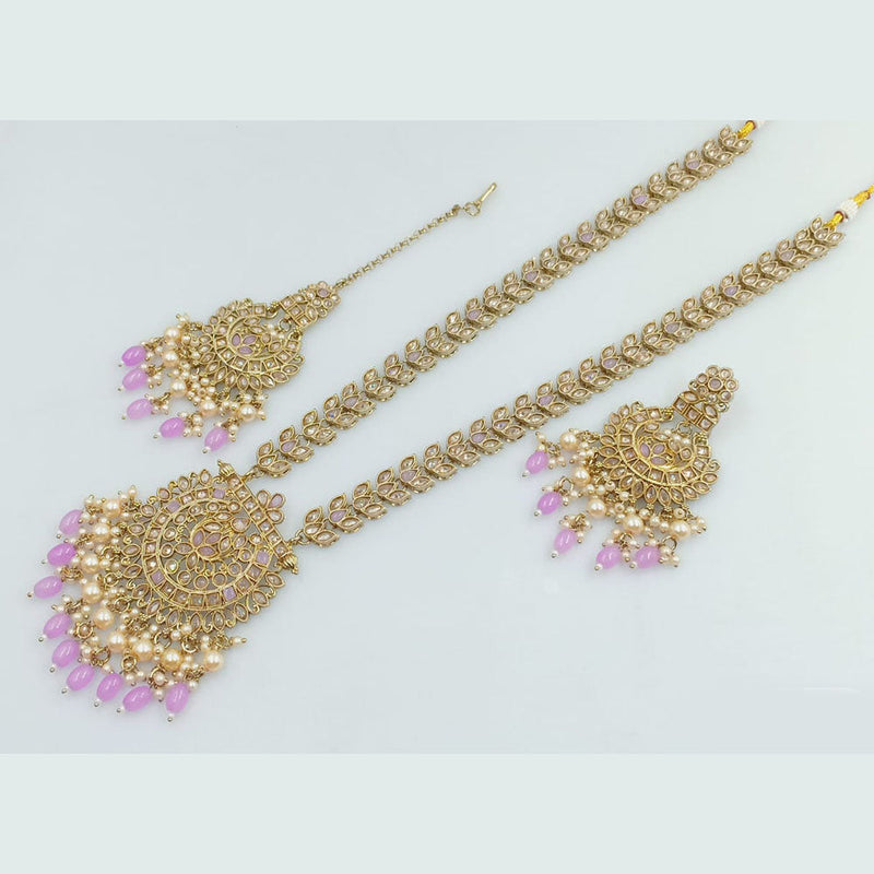 Rani Sati Jewels Gold Plated Crystal Stone And Beads Long Necklace Set