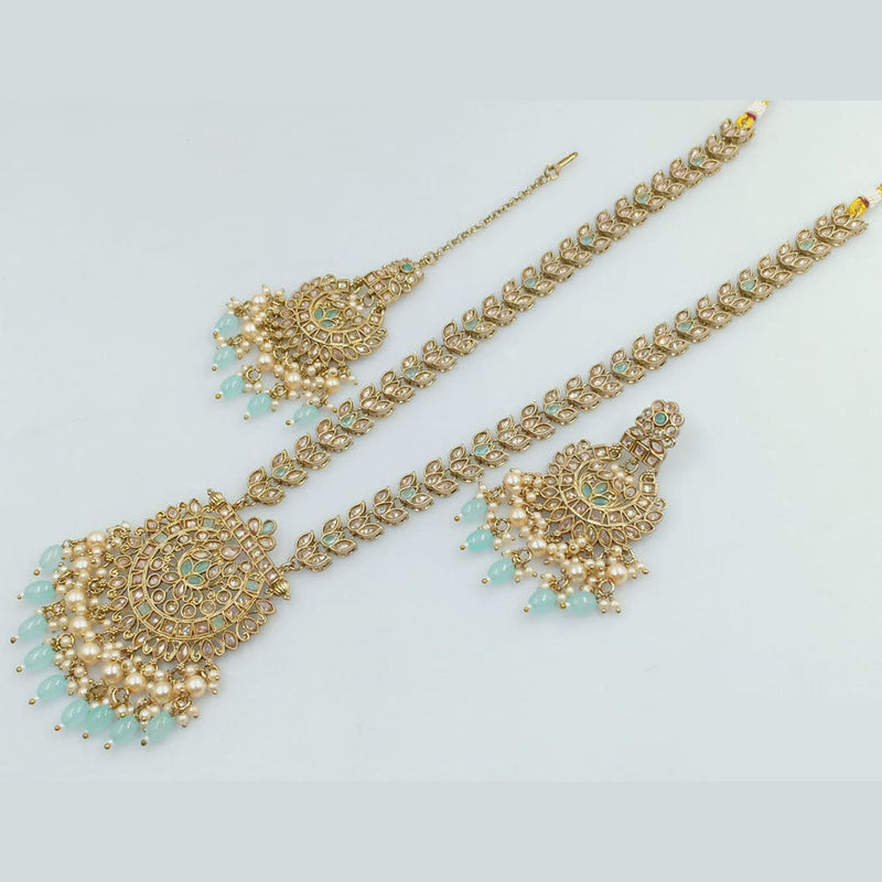 Rani Sati Jewels Gold Plated Crystal Stone And Beads Long Necklace Set