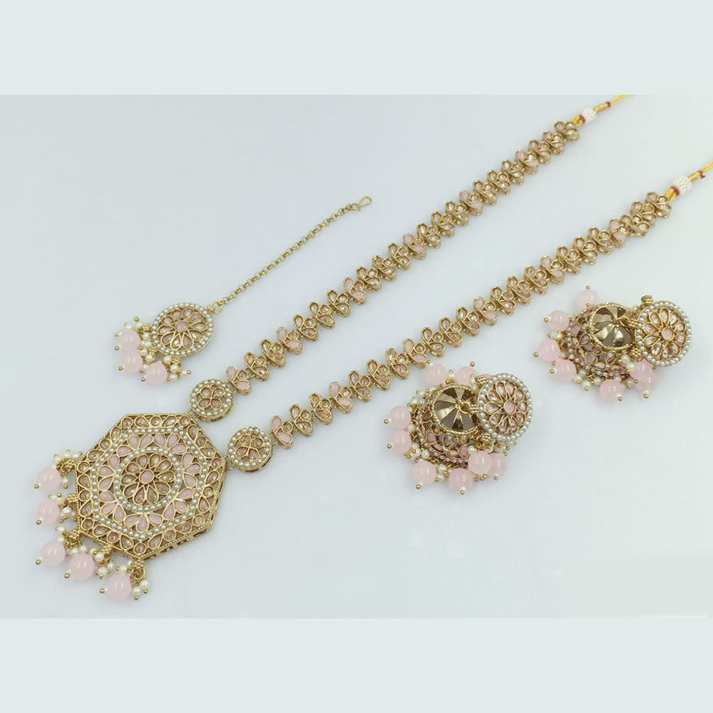 Rani Sati Jewels Gold Plated Crystal Stone And Beads Long Necklace Set