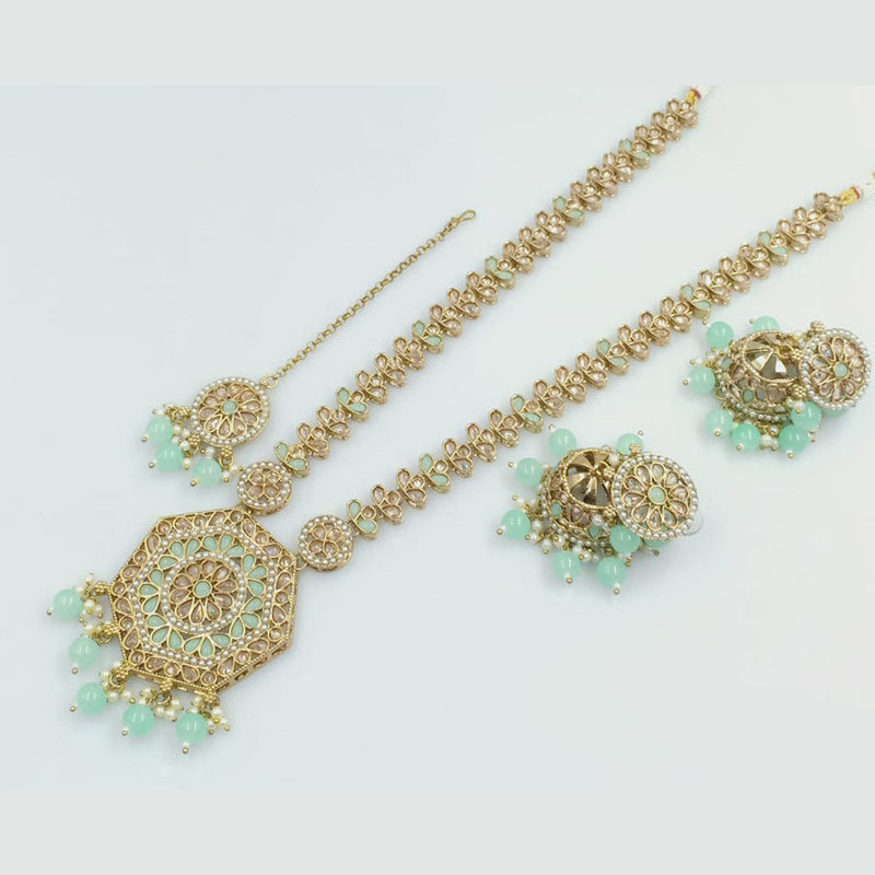 Rani Sati Jewels Gold Plated Crystal Stone And Beads Long Necklace Set