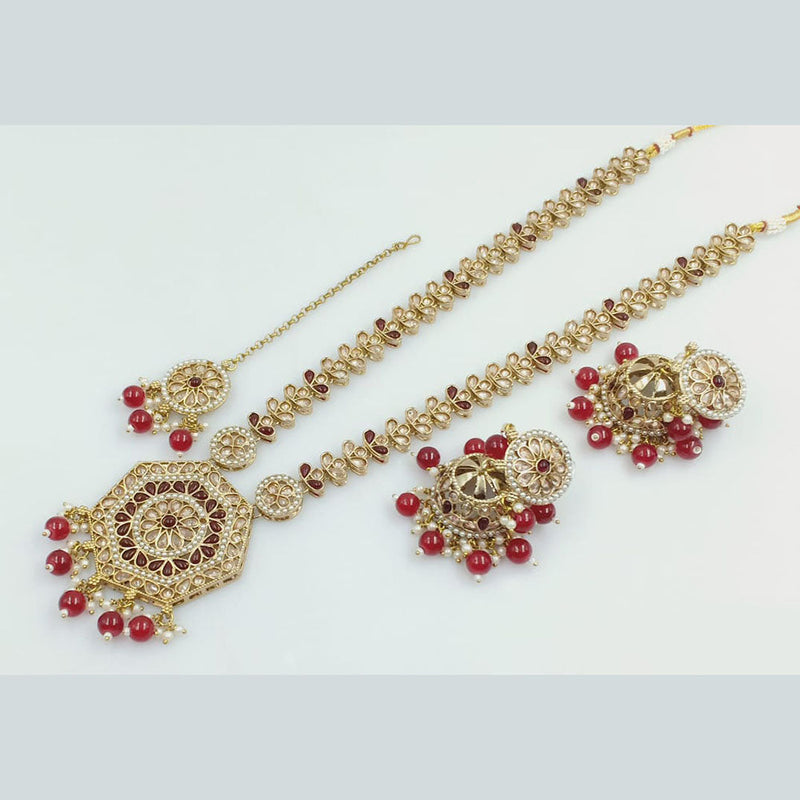 Rani Sati Jewels Gold Plated Crystal Stone And Beads Long Necklace Set