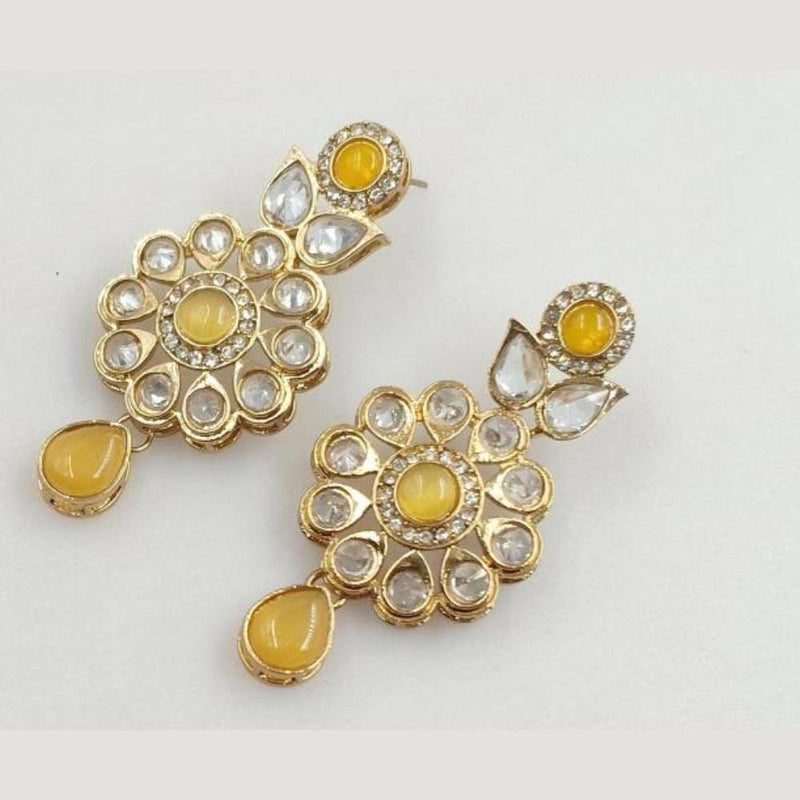 Rani Sati Jewels Gold Plated Crystal Stone Dangler Earrings