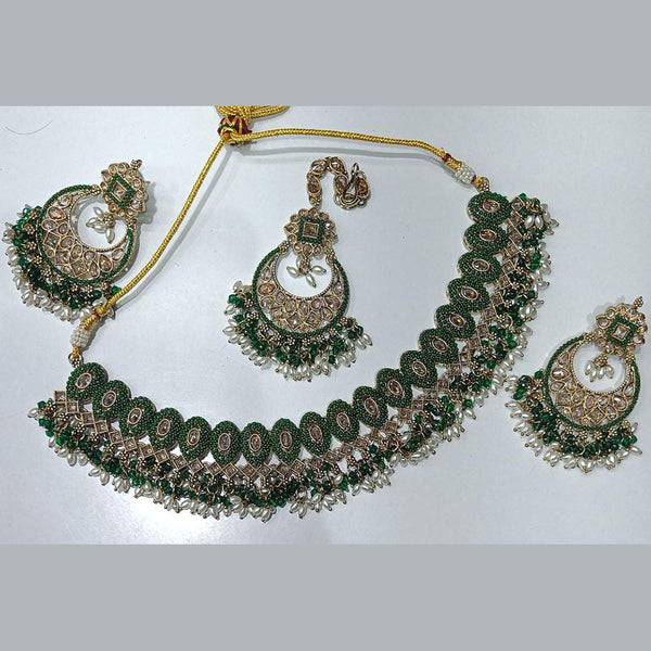 Rani Sati Jewels Gold Plated Crystal Stone And Pearls Necklace Set