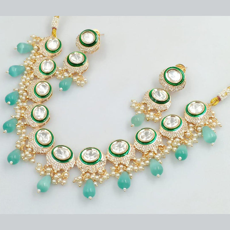 Rani Sati Jewels Gold Plated Crystal Stone And Pearls Necklace Set