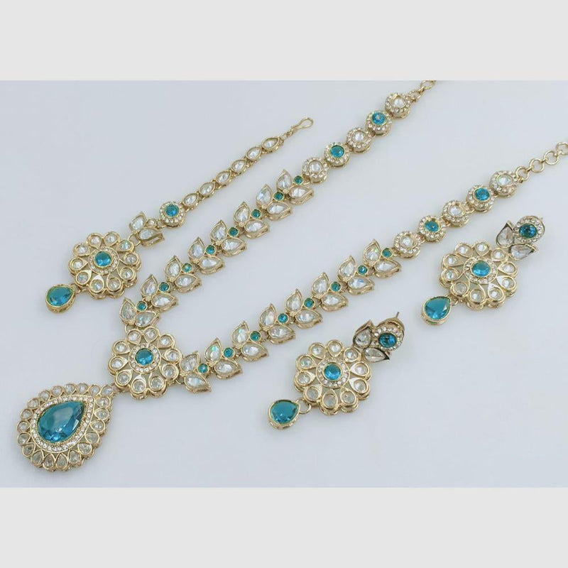 Rani Sati Jewels Gold Plated Crystal Stone Necklace Set