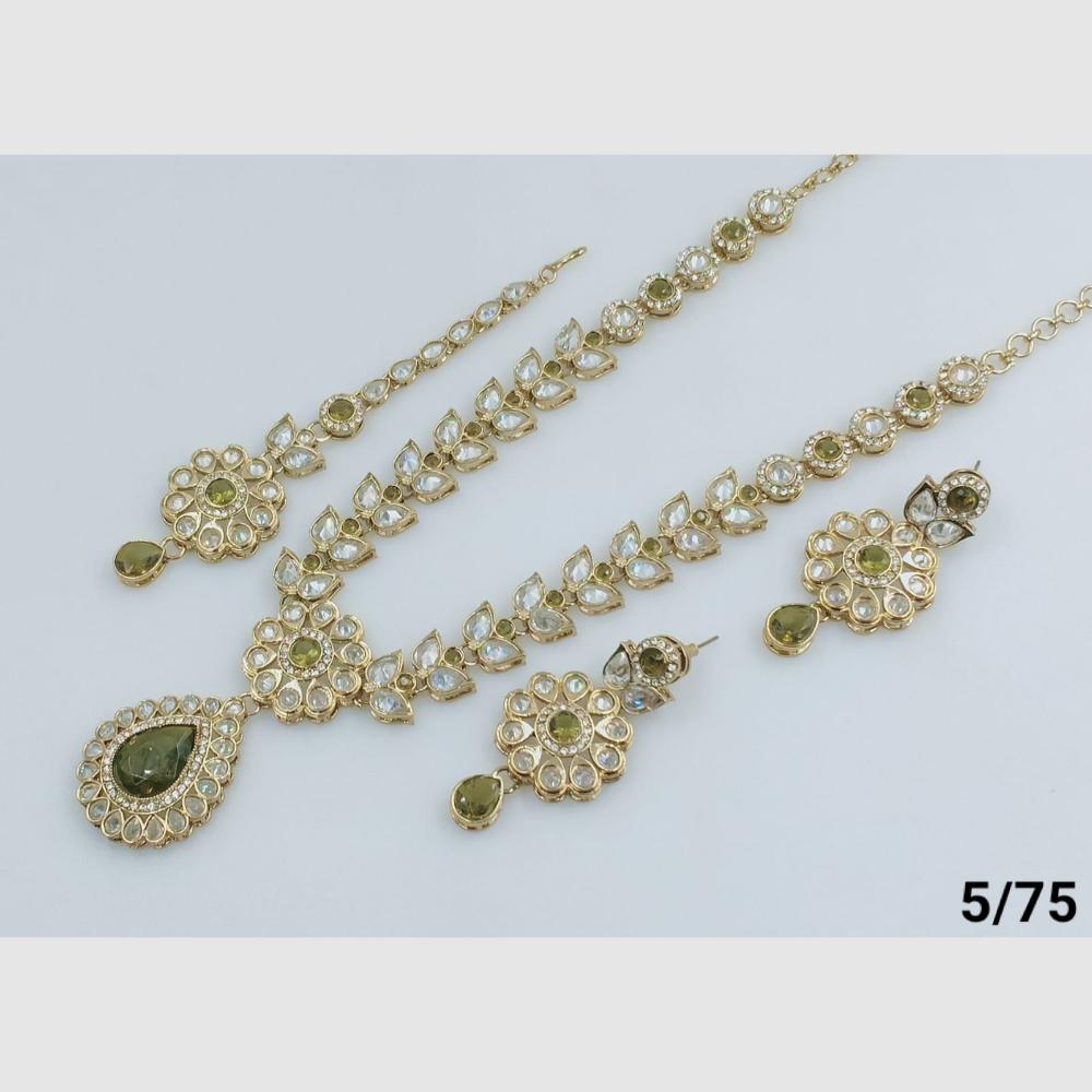 Rani Sati Jewels Gold Plated Crystal Stone Necklace Set